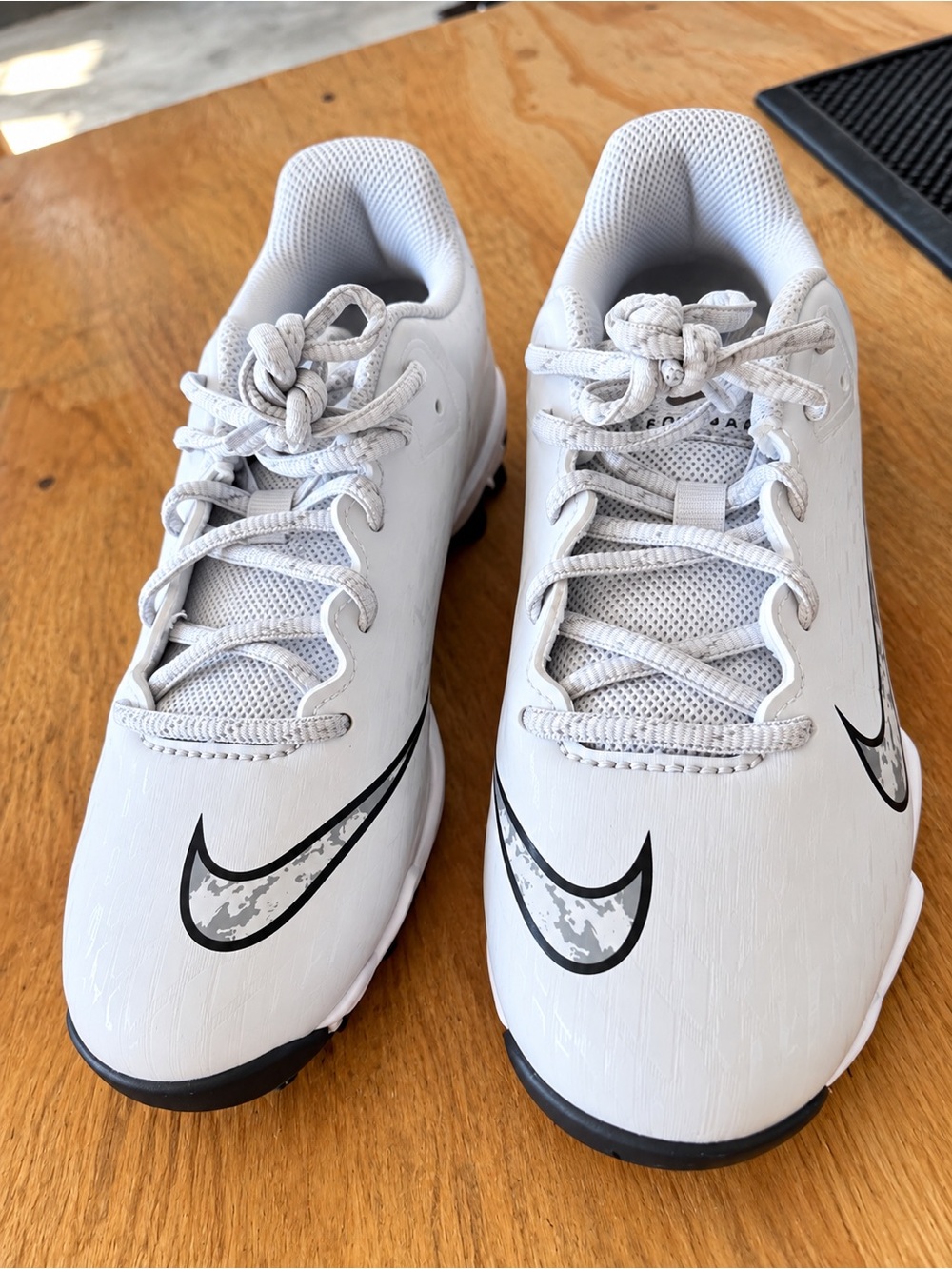 Nike Soccer Cleats /  Kids White Sneakers with Black Swoosh